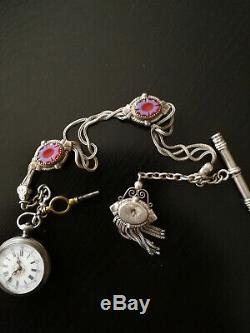 Pretty Woman Watch Pocket Money End With His Key Chain And Old Enamelled