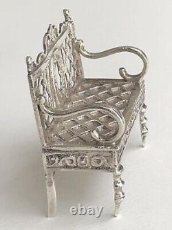 Pretty old small miniature bench Master DOLL FURNITURE solid silver