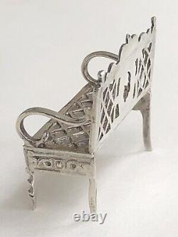 Pretty old small miniature bench Master DOLL FURNITURE solid silver