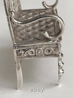 Pretty old small miniature bench Master DOLL FURNITURE solid silver