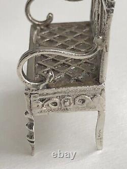 Pretty old small miniature bench Master DOLL FURNITURE solid silver