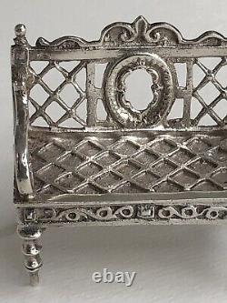 Pretty old small miniature bench Master DOLL FURNITURE solid silver