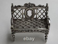 Pretty old small miniature bench Master DOLL FURNITURE solid silver