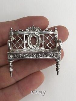 Pretty old small miniature bench Master DOLL FURNITURE solid silver