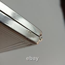 Purse powder compact with antique mirror, guilloché solid silver, Art Deco style
