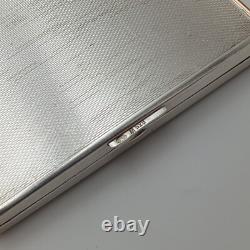 Purse powder compact with antique mirror, guilloché solid silver, Art Deco style
