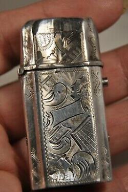 Pyrogene Ancient Silver Antique Massive Vesta Case Solid Silver Belgium XVIII
