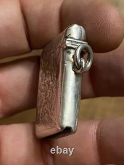 Pyrographic & Silver & Matchbox & English Work & Antique
