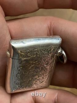Pyrographic & Silver & Matchbox & English Work & Antique
