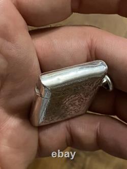 Pyrographic & Silver & Matchbox & English Work & Antique