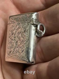 Pyrographic & Silver & Matchbox & English Work & Antique