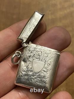 Pyrographic & Silver & Matchbox & English Work & Antique