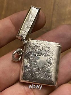 Pyrographic & Silver & Matchbox & English Work & Antique