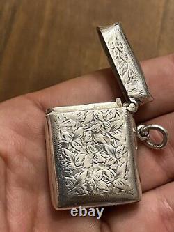 Pyrographic & Silver & Matchbox & English Work & Antique