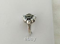 RARE ANTIQUE 18th Century Sterling Silver Gold Diamond Green Stone Ring with Emerald