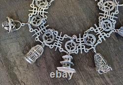 RARE Ancient Solid Silver Bracelet Japan CHARMS Ancient Solid Silver Bracelet