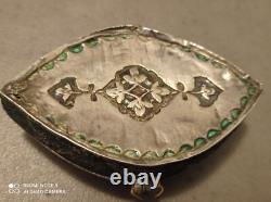 Rare 19th Century Ancient Box Persian Massive Niello Silver