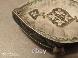 Rare 19th Century Ancient Box Persian Massive Niello Silver