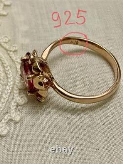 Rare ANCIENT RING BEAUTIFUL TOURMALINE, RUBY, STERLING SILVER / ROSE GOLD VERMEIL