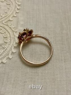 Rare ANCIENT RING BEAUTIFUL TOURMALINE, RUBY, STERLING SILVER / ROSE GOLD VERMEIL