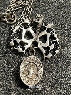 Rare Ancient 19th Reliquary Pendant Solid Silver