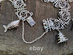 Rare Ancient Solid Silver Japanese Charms Bracelet