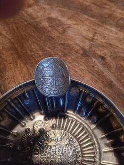 Rare Antique Ashtray Historical Collector's Item Solid Silver Spain 1808 C