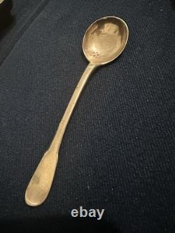 Rare Antique Mustard Spoon Farmer Generals STERLING SILVER/18th Century