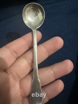 Rare Antique Mustard Spoon Farmer Generals STERLING SILVER/18th Century