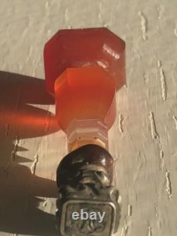 Rare Antique Seal with Faceted Agate and Solid Silver Handle, 19th Century