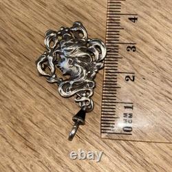 Rare Antique Silver Watch Holder Chatelaine Art Nouveau