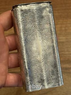 Rare Antique Solid Silver Cigar Box Chinese Decoration