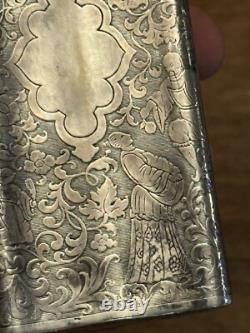 Rare Antique Solid Silver Cigar Box Chinese Decoration