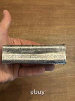 Rare Antique Solid Silver Cigar Box Chinese Decoration