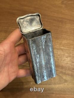 Rare Antique Solid Silver Cigar Box Chinese Decoration
