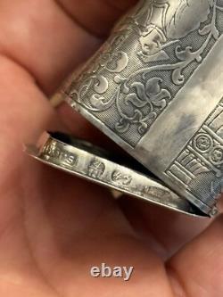 Rare Antique Solid Silver Cigar Box Chinese Decoration