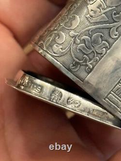 Rare Antique Solid Silver Cigar Box Chinese Decoration