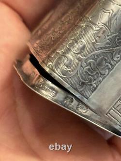 Rare Antique Solid Silver Cigar Box Chinese Decoration