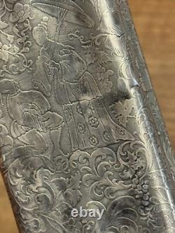 Rare Antique Solid Silver Cigar Box Chinese Decoration