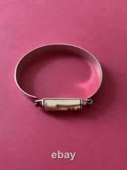Rare Art Deco Creator Old Opening Bracelet Solid Silver, Carved, Hallmarked