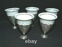 Rare Batch Of 5 Ancient Zarfs In Solid Silver Current Xixe