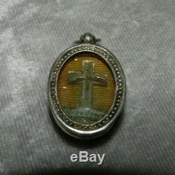 Rare Former Ex Voto Pendant Reliquary Crux Vera Cross Of Jesus Silver