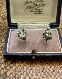 Rare Genuine Meteorite Fallen from the Sky, Silver, Antique Earrings