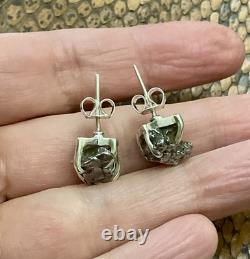 Rare Genuine Meteorite Fallen from the Sky, Silver, Antique Earrings