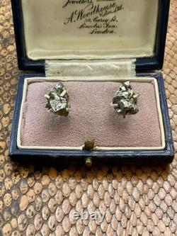 Rare Genuine Meteorite Fallen from the Sky, Silver, Antique Earrings