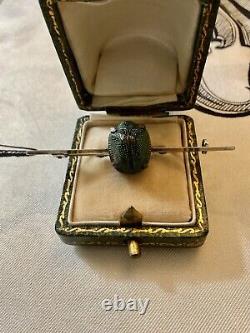 Rare Genuine Scarab Ancient Solid Silver Brooch, Splendid