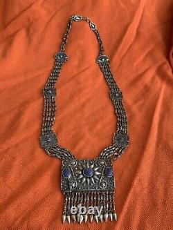 Rare Massive Silver Large Berber Oriental Necklace Egypt Ancient Lapis Lazuli