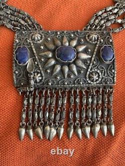 Rare Massive Silver Large Berber Oriental Necklace Egypt Ancient Lapis Lazuli