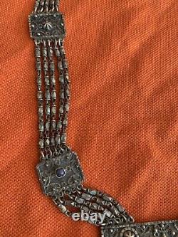 Rare Massive Silver Large Berber Oriental Necklace Egypt Ancient Lapis Lazuli