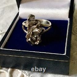 Rare Meteorite Veritable Creator Old Ring, Sterling Silver, A View